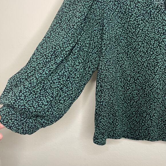 A New Day Women’s Printed Bishop Long Sleeve Top Green & Black - Size M - Picture 3 of 6